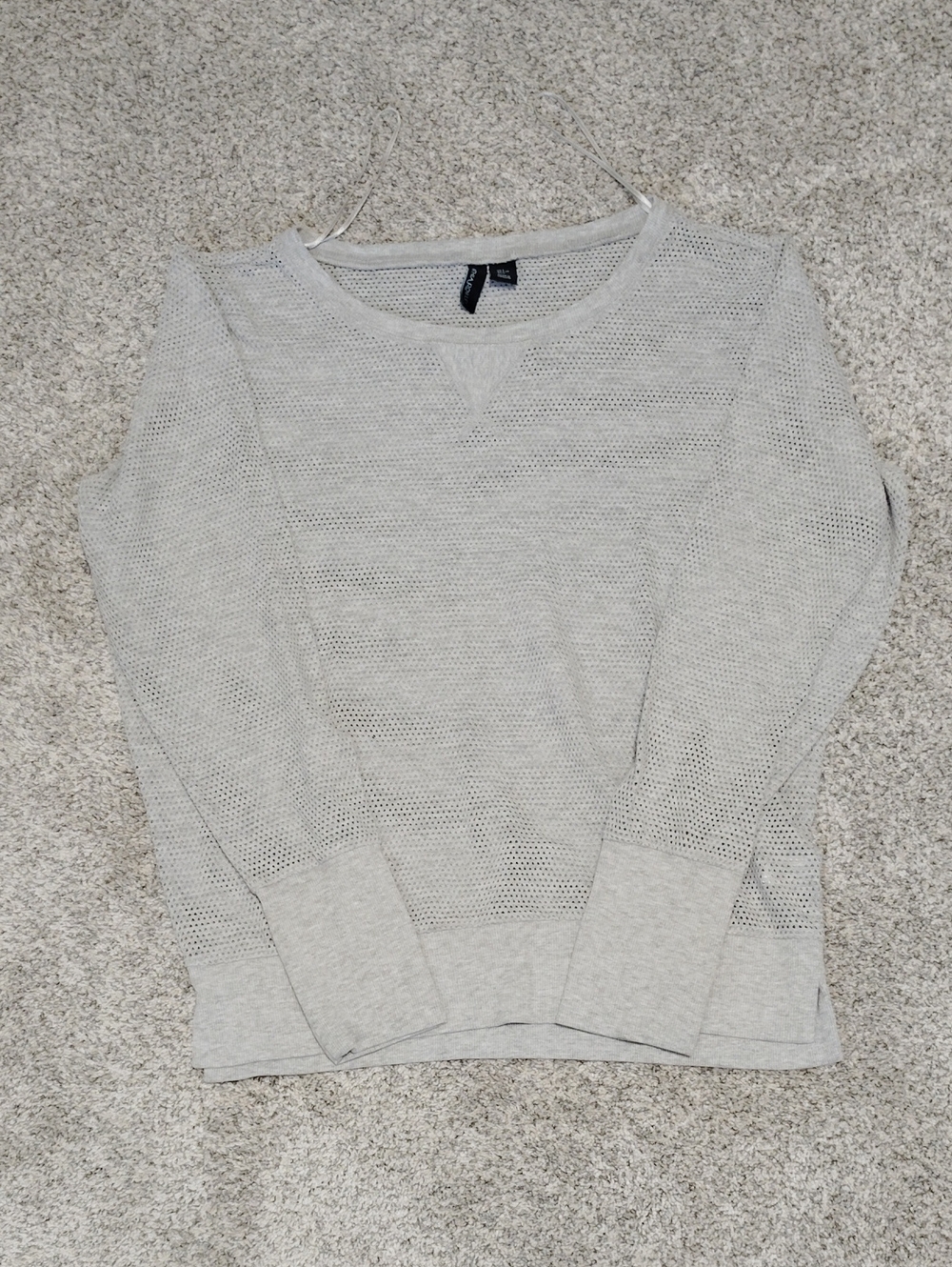 Cynthia Rowley Light Gray Open-Knit Crewneck Sweater